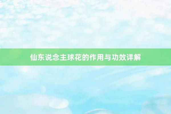 仙东说念主球花的作用与功效详解